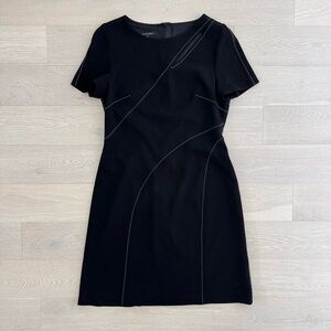 Judith & Charles Black Crepe Mini Dress With Contrast Stitching - Size 10